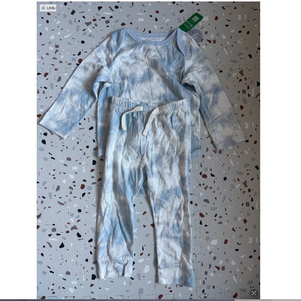 Tie Dye Blues and White Pajamas with Onesie